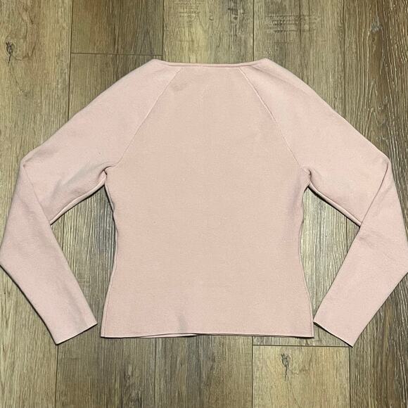 Abercrombie & Fitch Ribbed Knit Sweetheart Neck Sweater L Dusty Pink Coquette - Picture 4 of 6